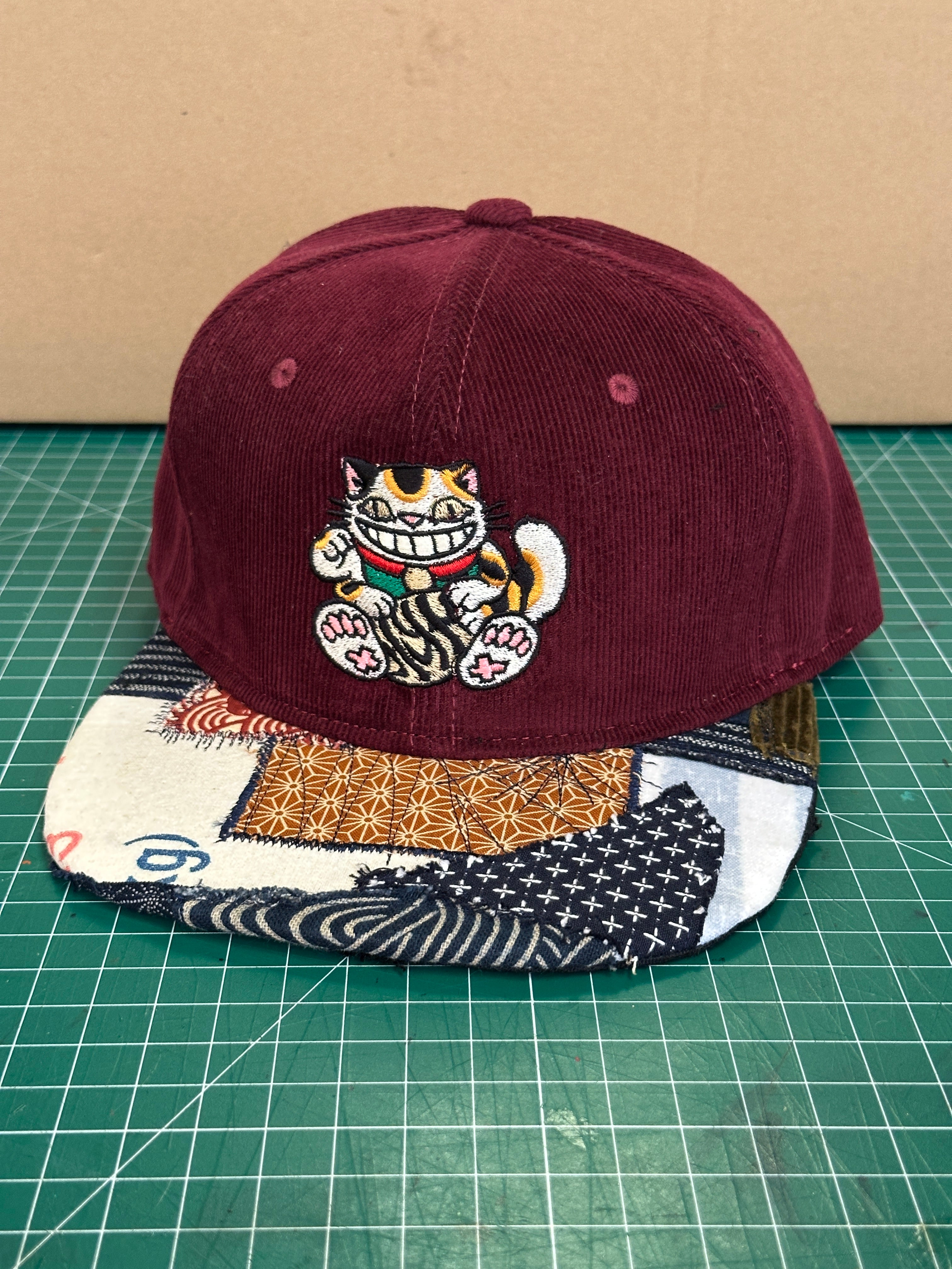 Burgundy Maneki-neko Boro Brim SnapBack - 1 of 1